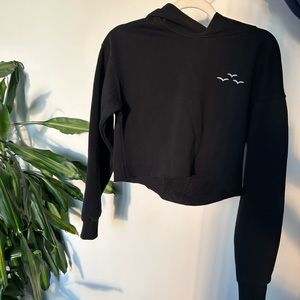 Cropped black lazy pants hoodie